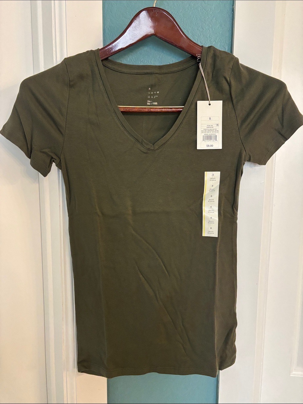 a new day Olive Green V-Neck Short Sleeve Tee